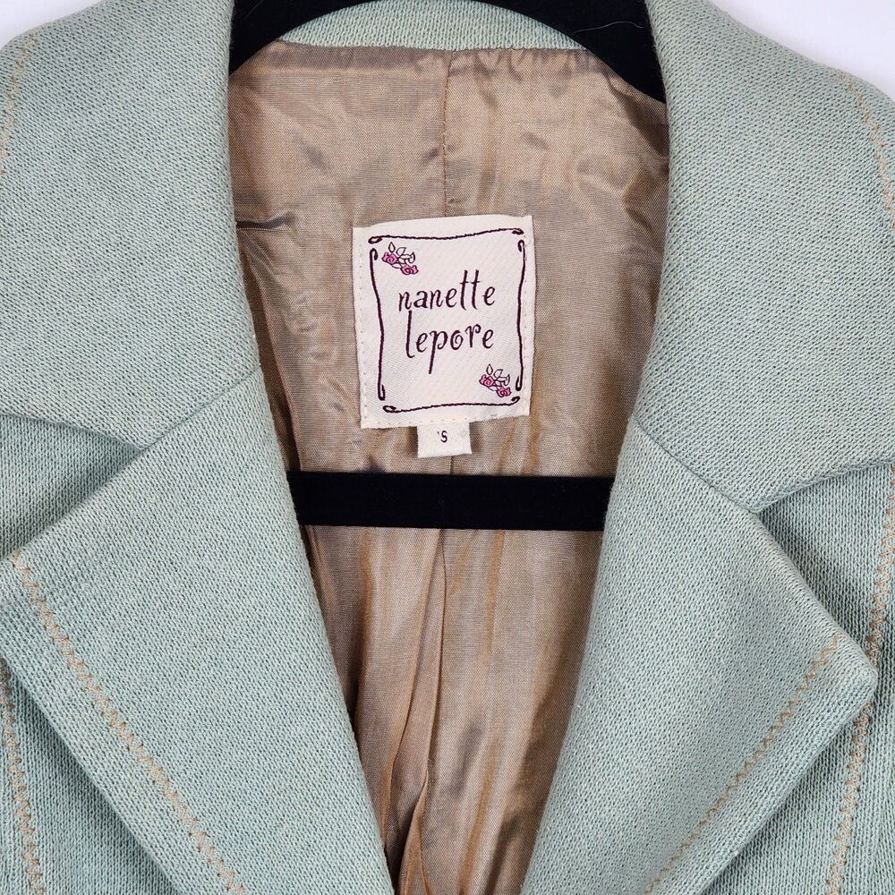 Nanette Lepore Vintage Ruffle Pale Green Blazer Jacket Size S - Picture 6 of 9